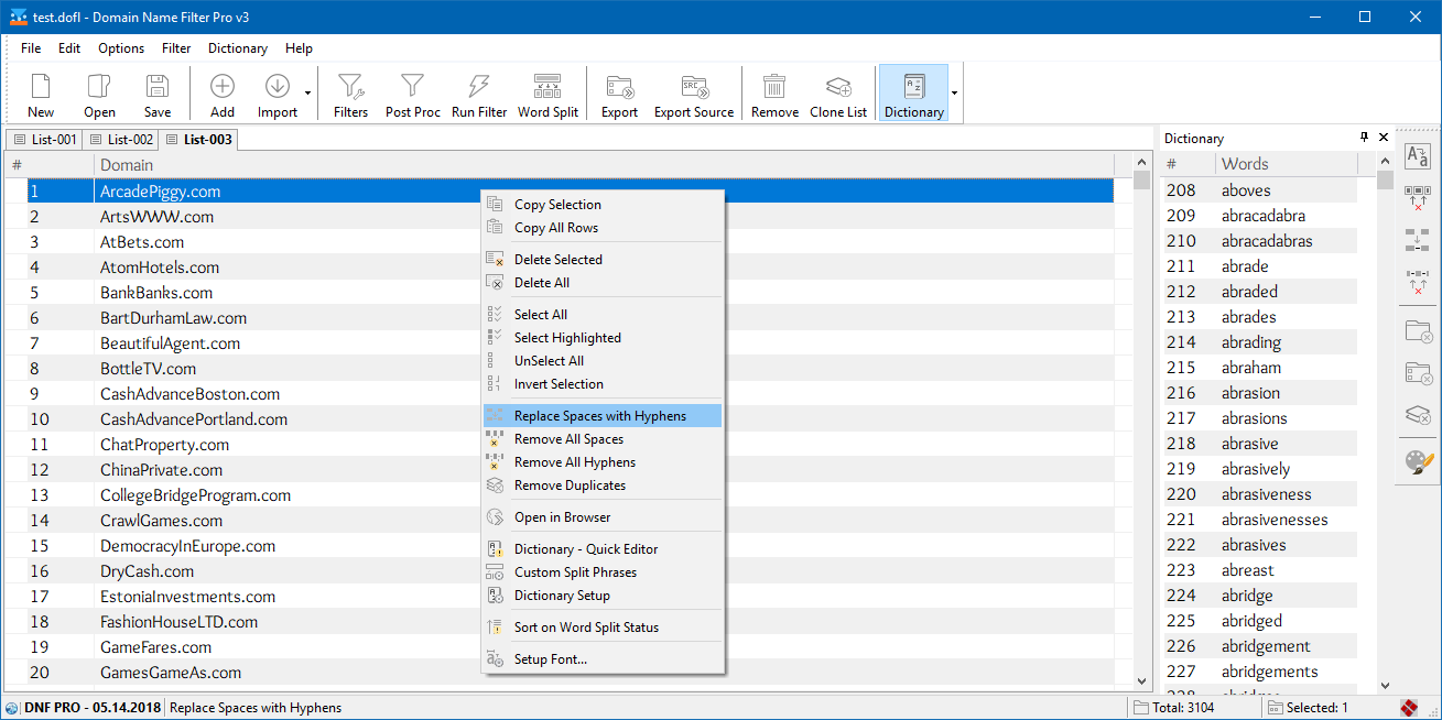 Split Domain Names into Component Words