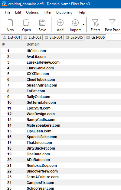 Output List